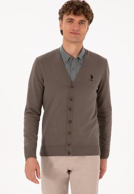 Erkek Vizon Basic Triko Hırka - 50313702056