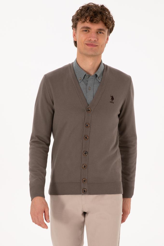 Erkek Vizon Basic Triko Hırka