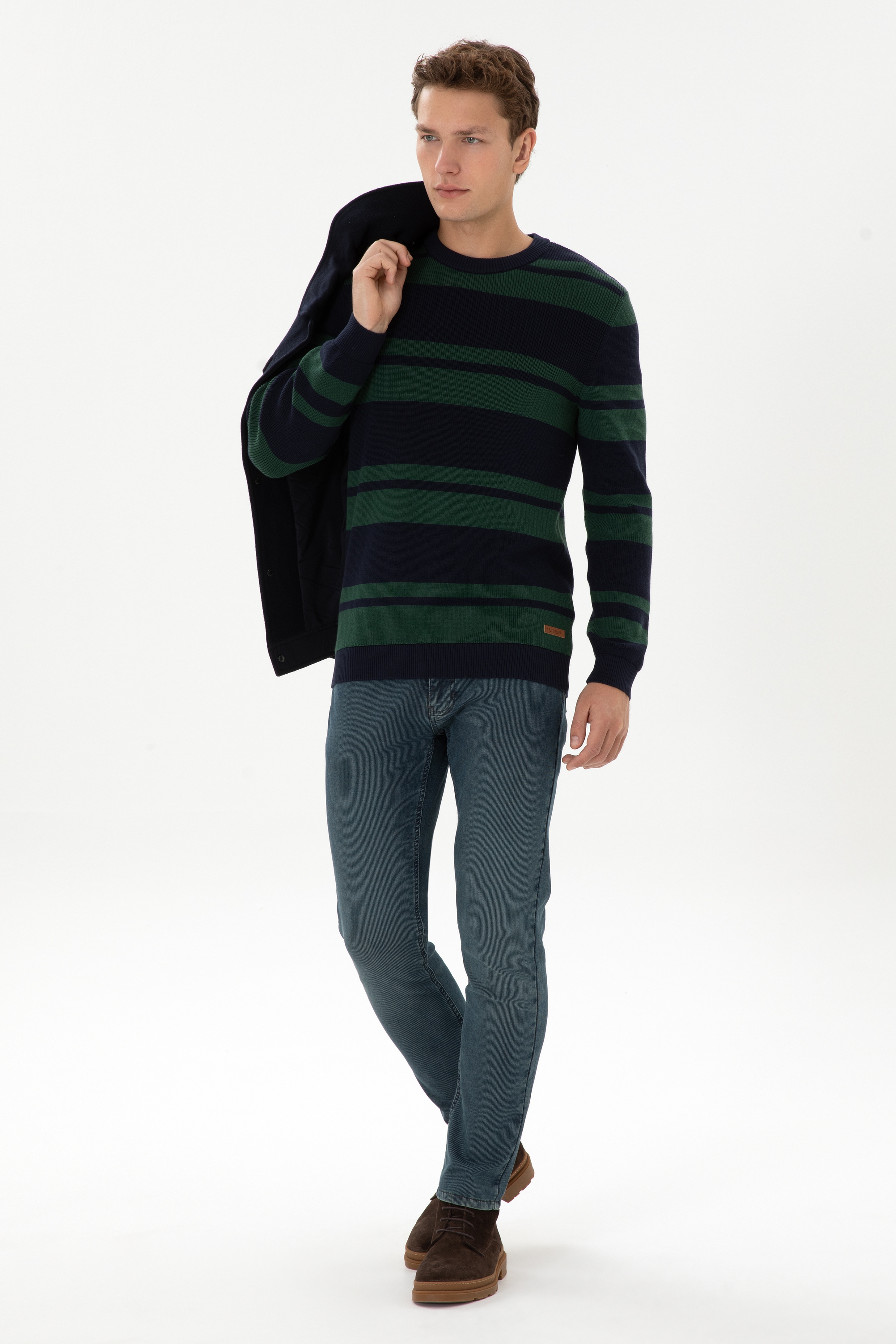 Erkek Regular Fit Bisiklet Yaka Lacivert Kazak - Image 4