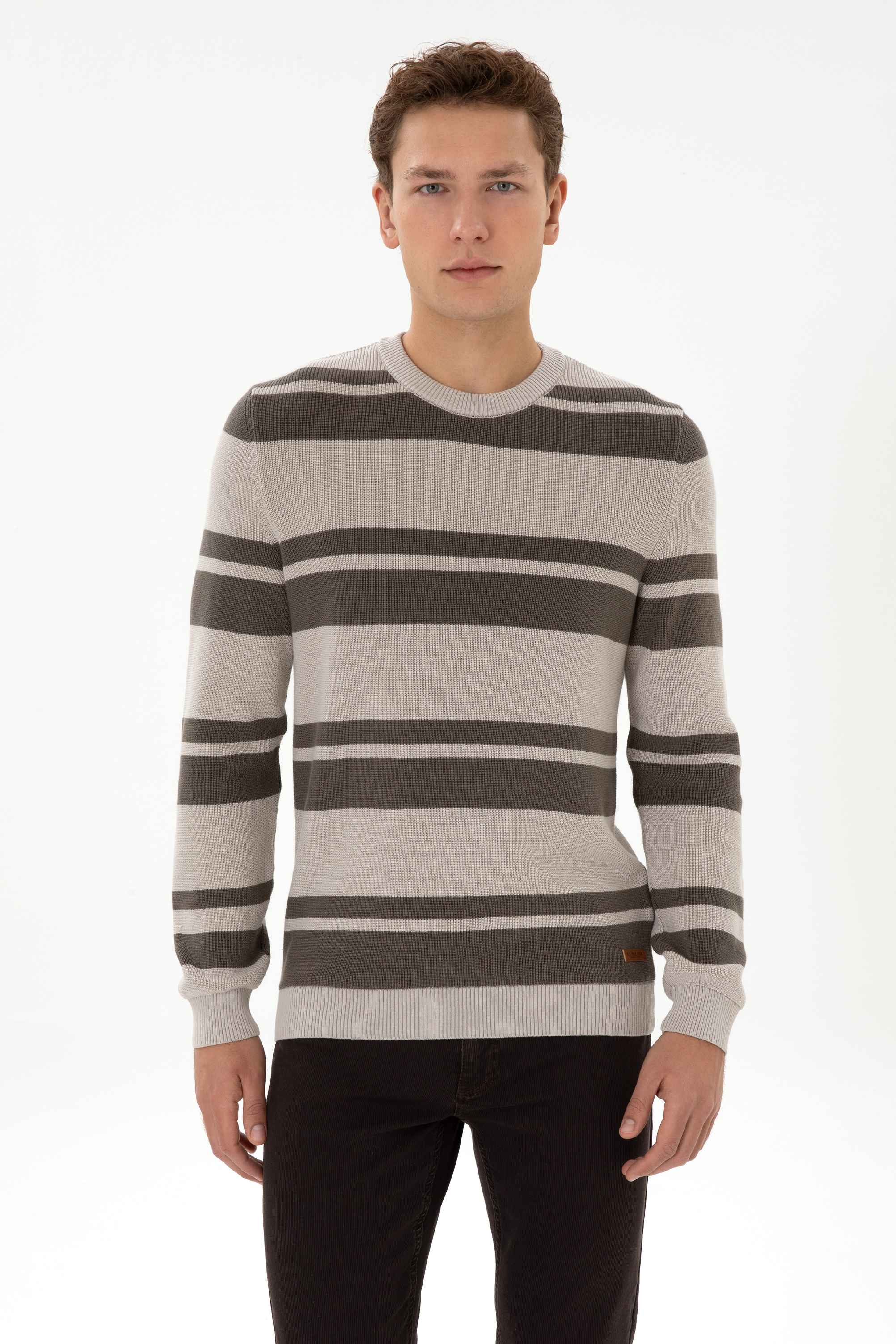 Erkek Regular Fit Bisiklet Yaka Taş Kazak - Image 1