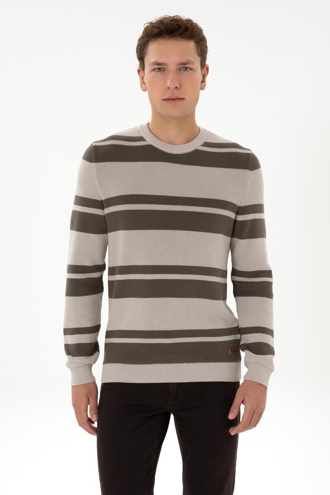 Erkek Regular Fit Bisiklet Yaka Taş Kazak