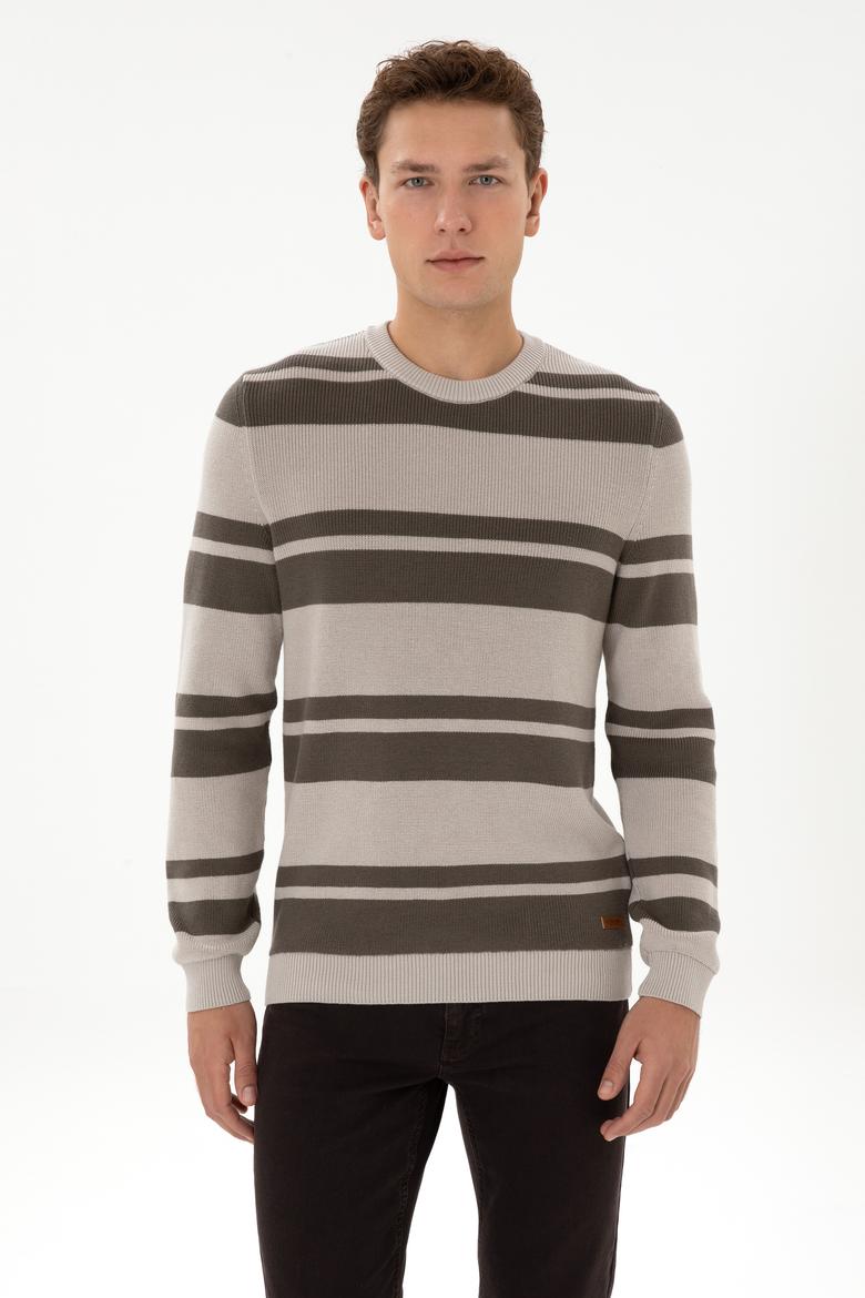 Erkek Regular Fit Bisiklet Yaka Taş Kazak