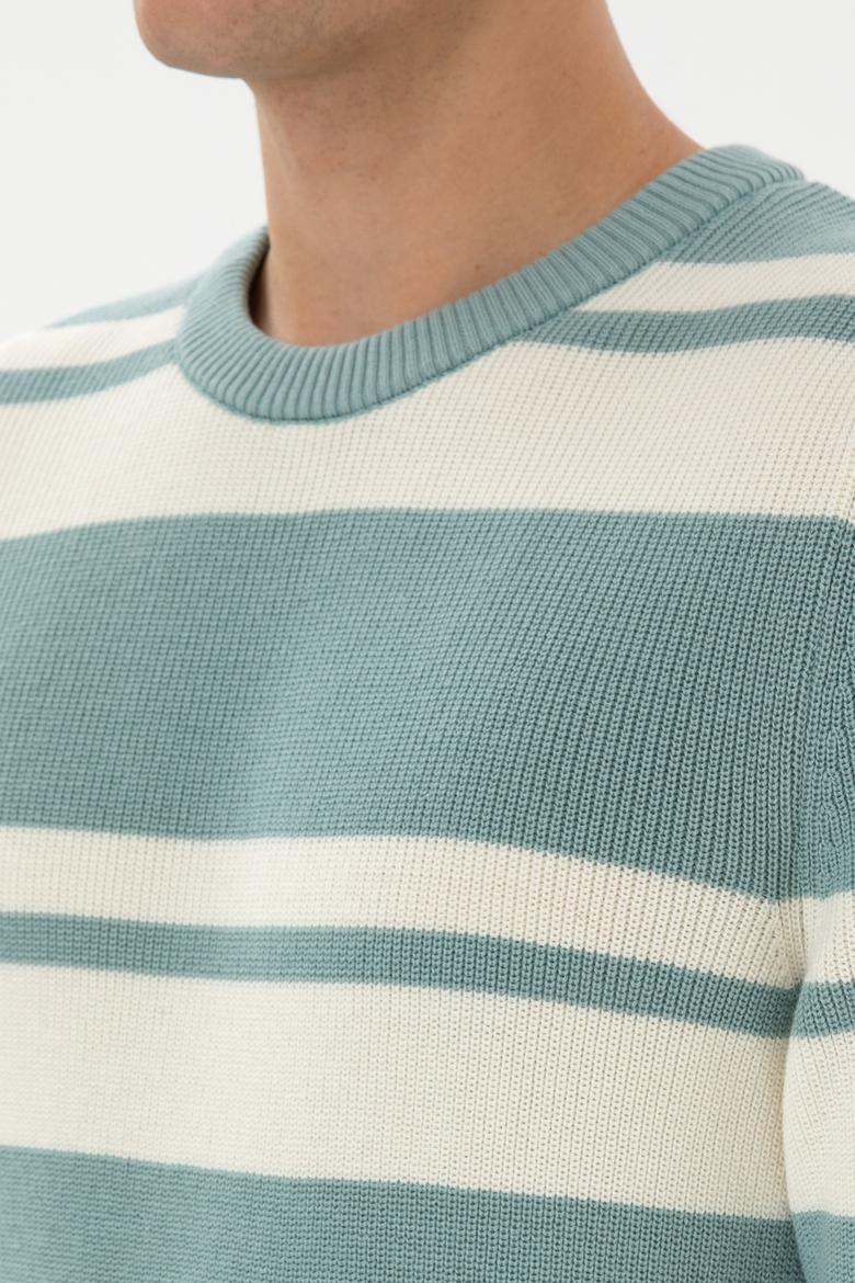 Erkek Regular Fit Bisiklet Yaka Mint Kazak - 50314952023