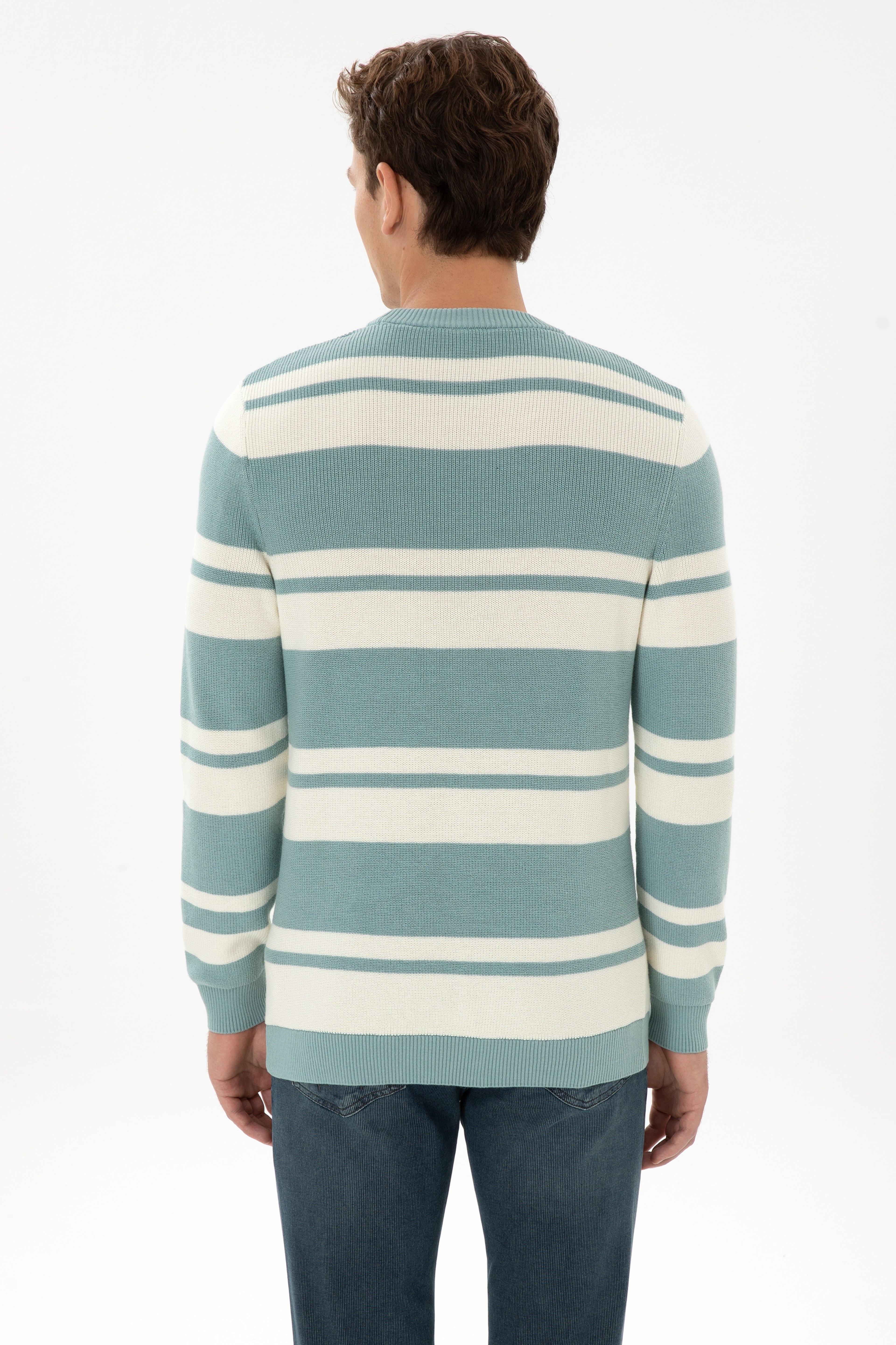 Erkek Regular Fit Bisiklet Yaka Mint Kazak - Image 5