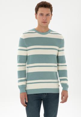 Erkek Regular Fit Bisiklet Yaka Mint Kazak - 50314952023