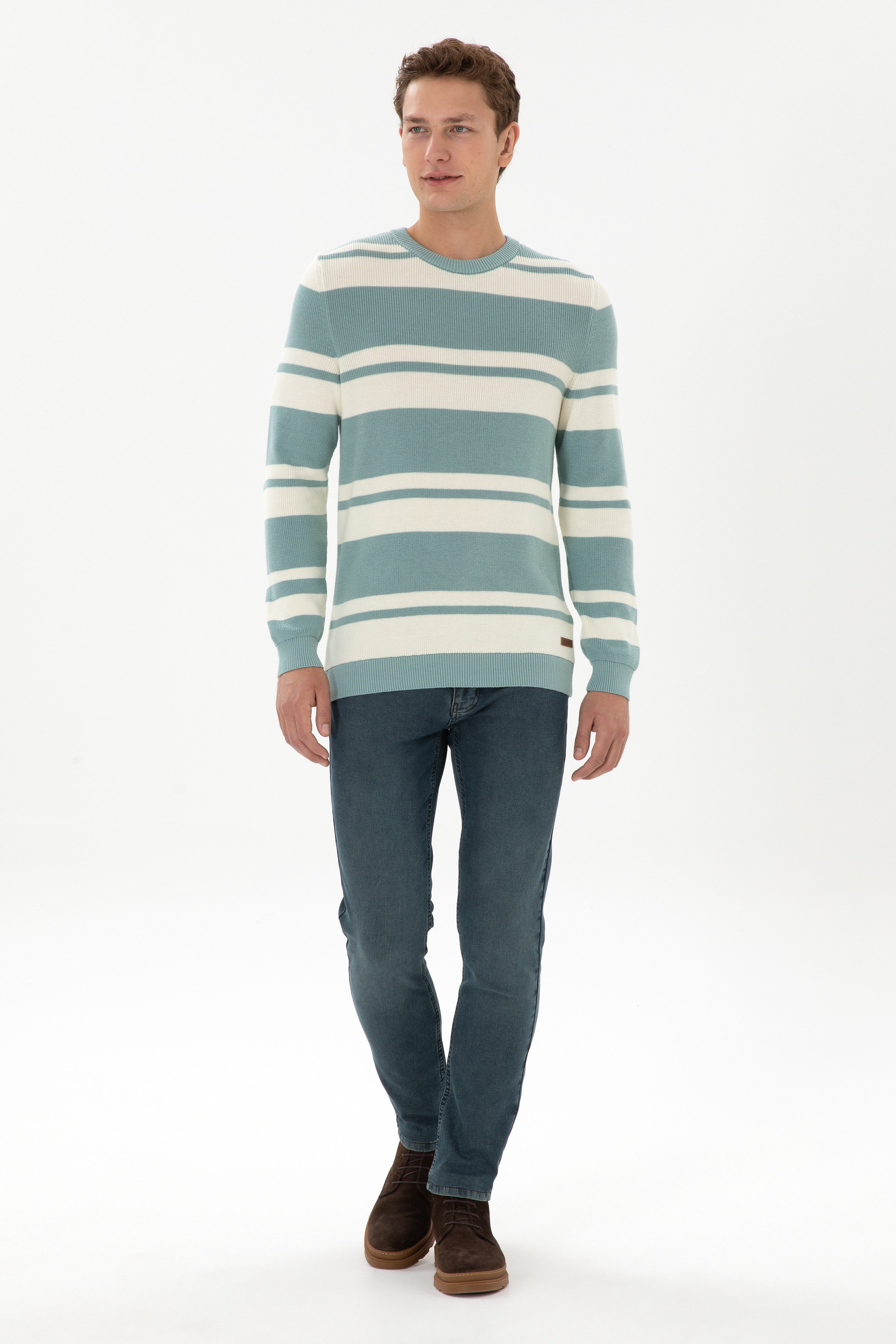 Erkek Regular Fit Bisiklet Yaka Mint Kazak - Image 4