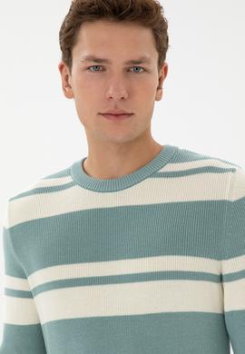 Erkek Regular Fit Bisiklet Yaka Mint Kazak - 50314952023