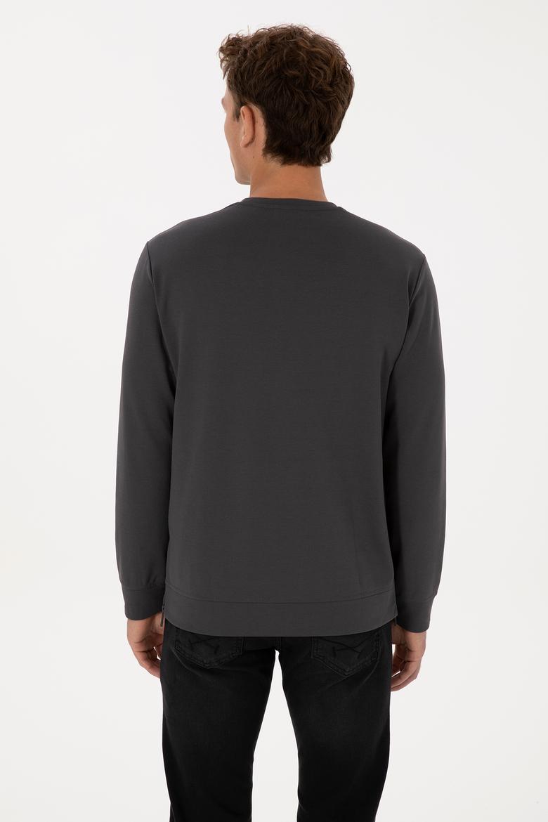 Erkek Regular Fit Bisiklet Yaka Gri Sweatshirt - 50315483056