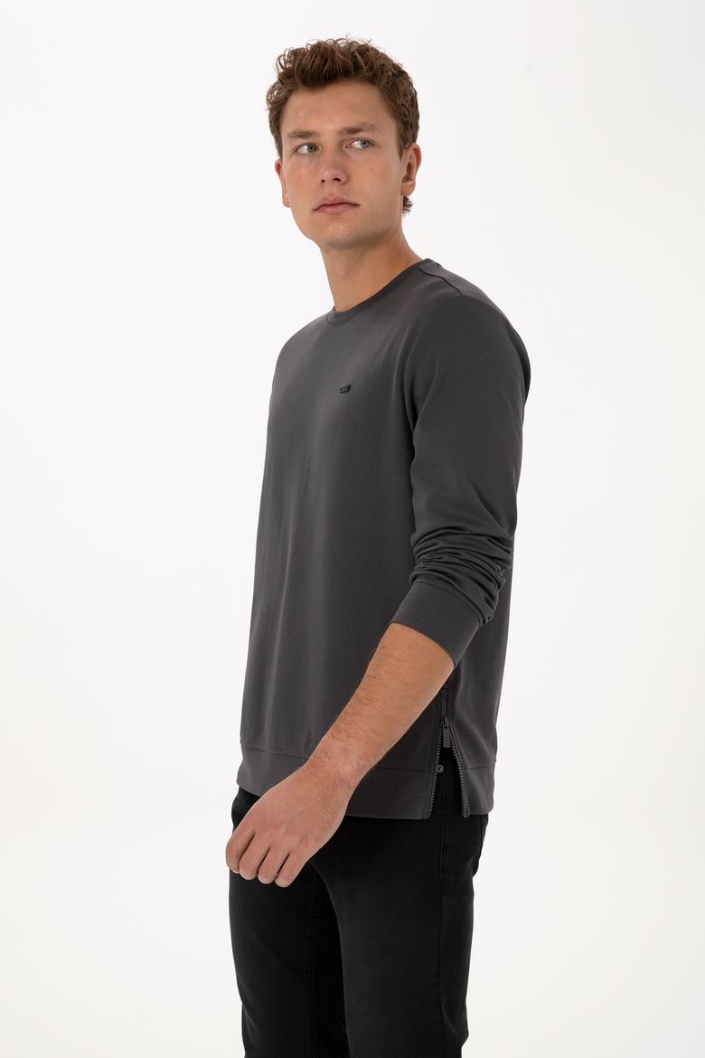 Erkek Regular Fit Bisiklet Yaka Gri Sweatshirt - 50315483056