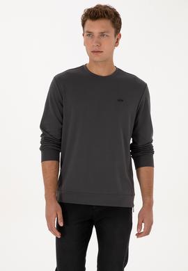 Erkek Regular Fit Bisiklet Yaka Gri Sweatshirt - 50315483056