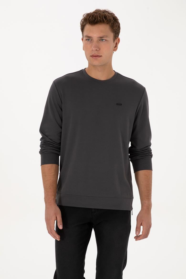 Erkek Regular Fit Bisiklet Yaka Gri Sweatshirt