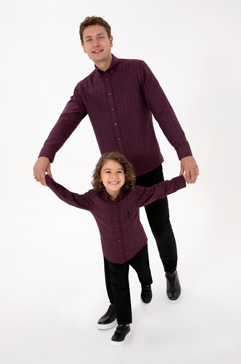 Erkek Çocuk Bordo Uzun Kollu Gömlek