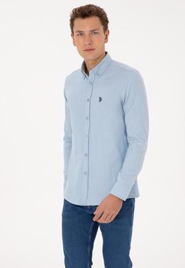 Erkek Açık Mavi Uzun Kollu Basic Gömlek - 50316721069
