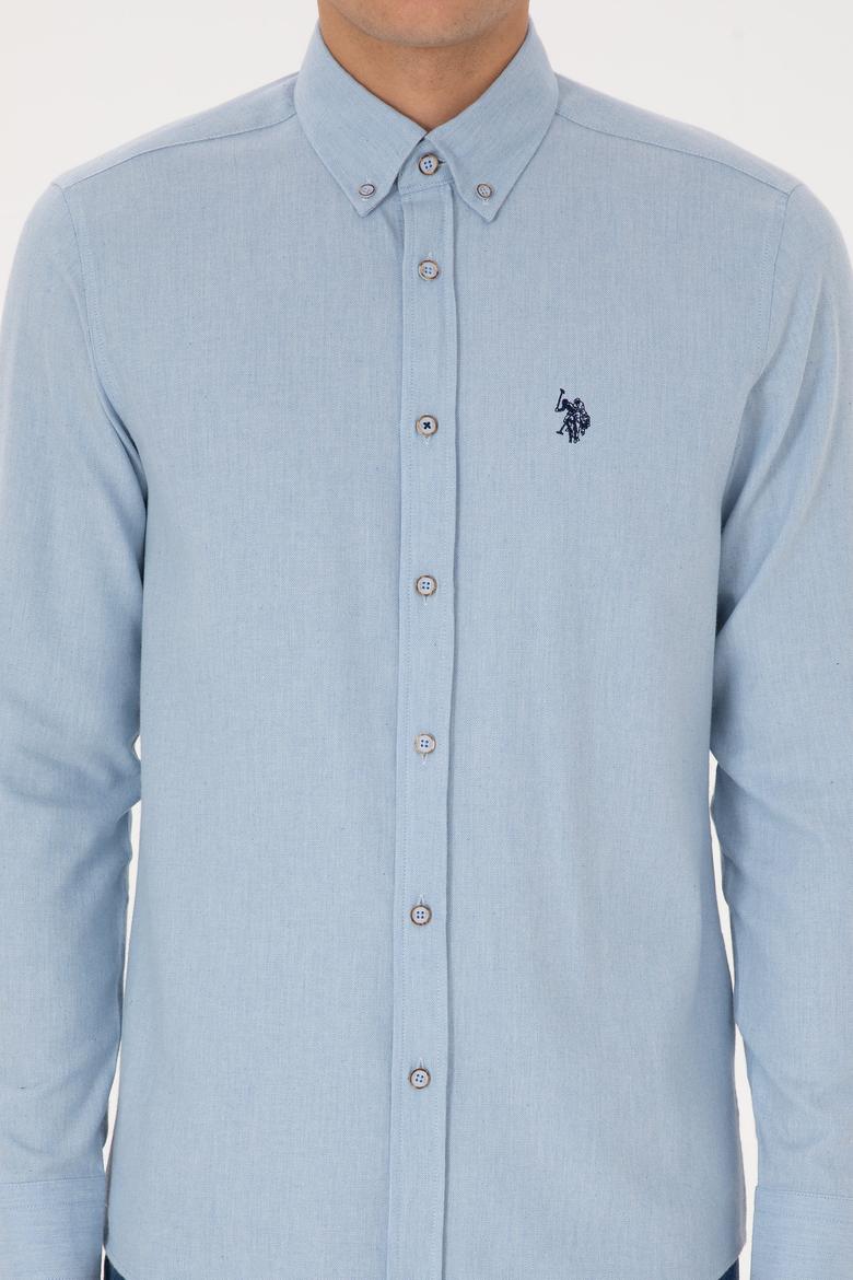 Erkek Açık Mavi Uzun Kollu Basic Gömlek - 50316721069