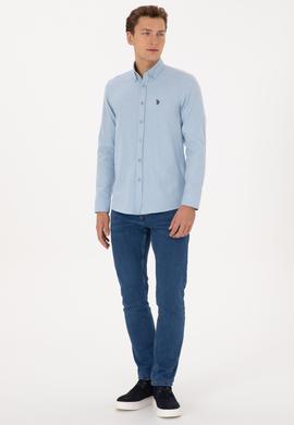 Erkek Açık Mavi Uzun Kollu Basic Gömlek - 50316721069