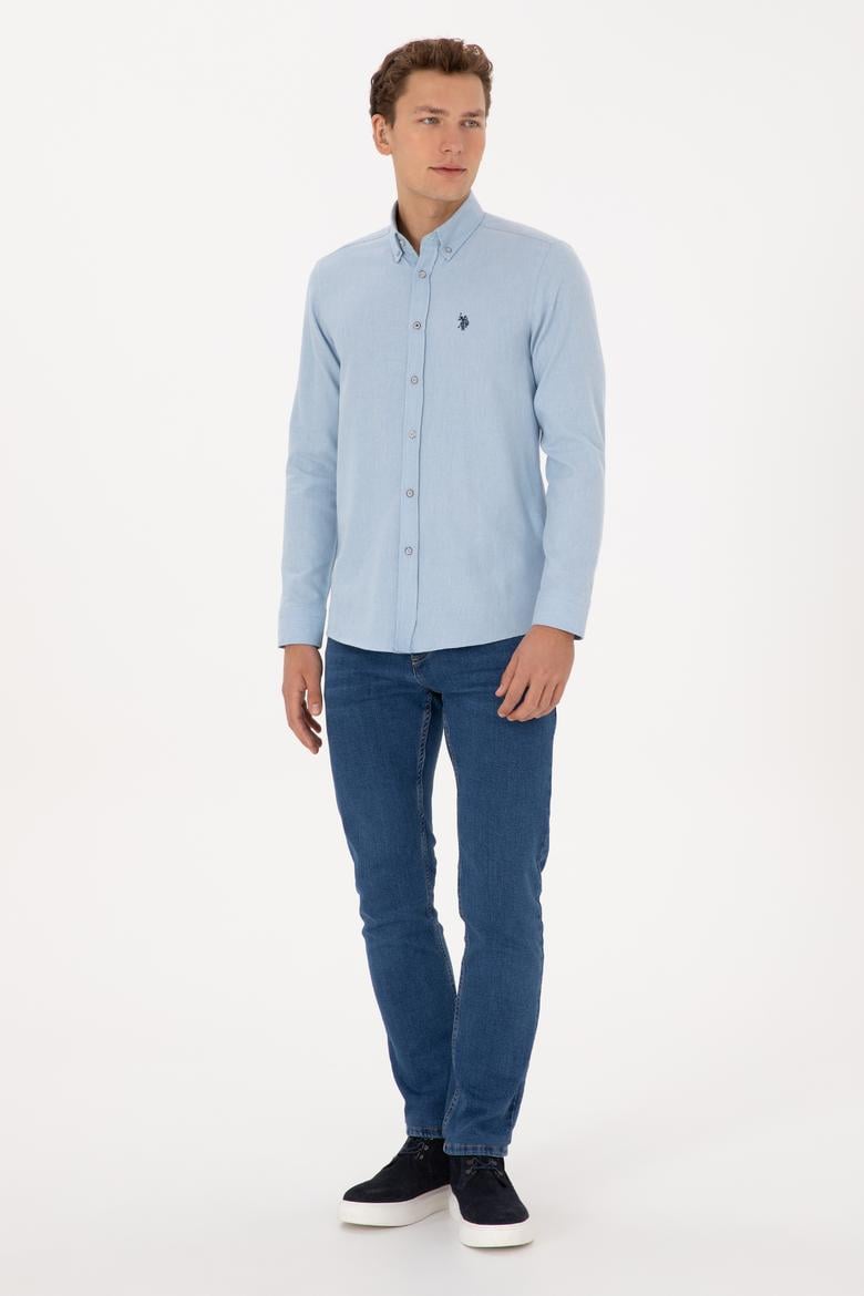 Erkek Açık Mavi Uzun Kollu Basic Gömlek - 50316721069