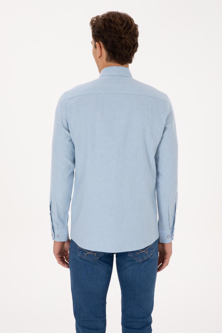 Erkek Açık Mavi Uzun Kollu Basic Gömlek - 50316721069