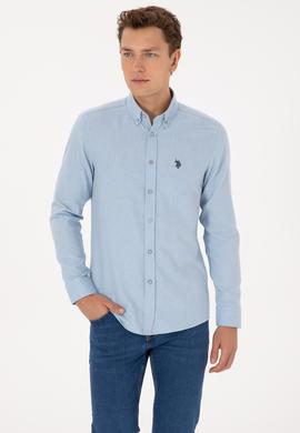 Erkek Açık Mavi Uzun Kollu Basic Gömlek - 50316721069