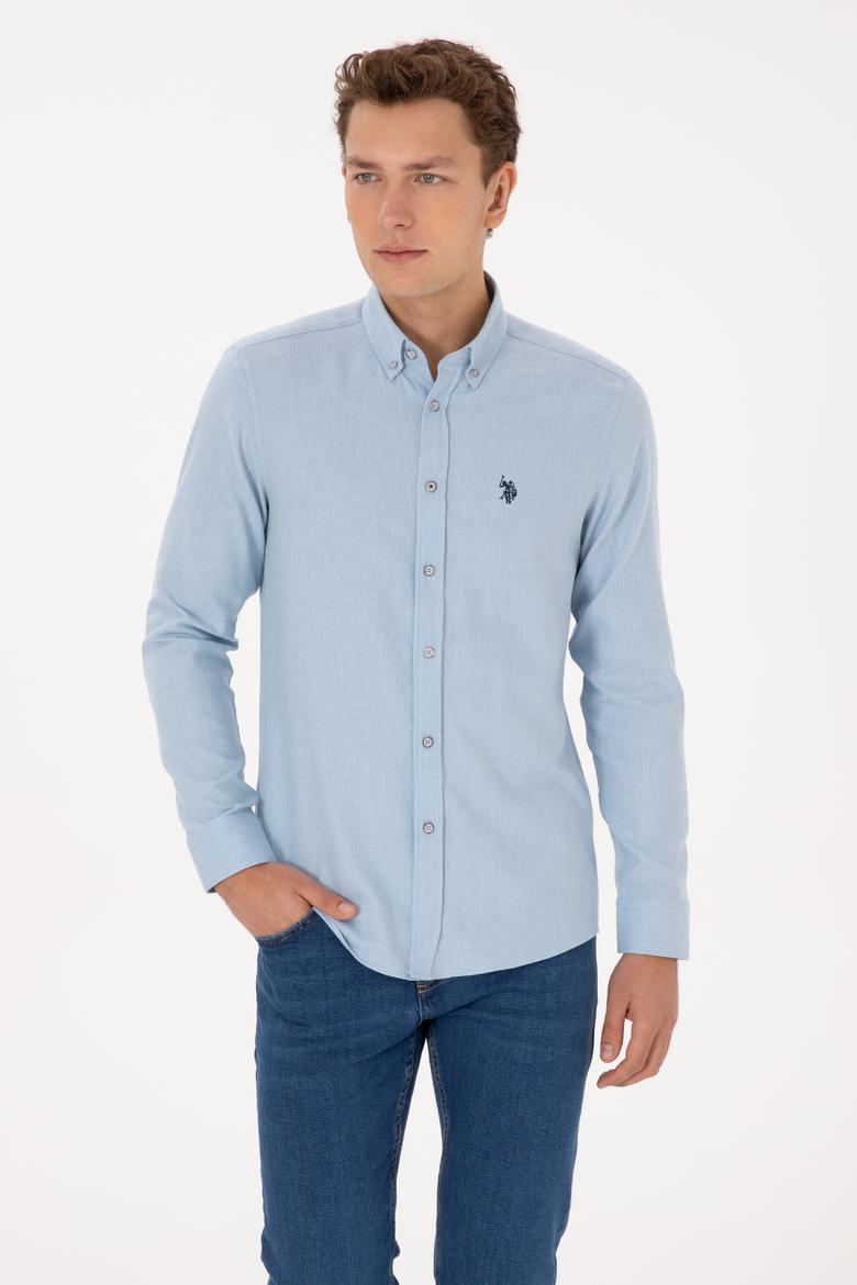 Erkek Açık Mavi Uzun Kollu Basic Gömlek