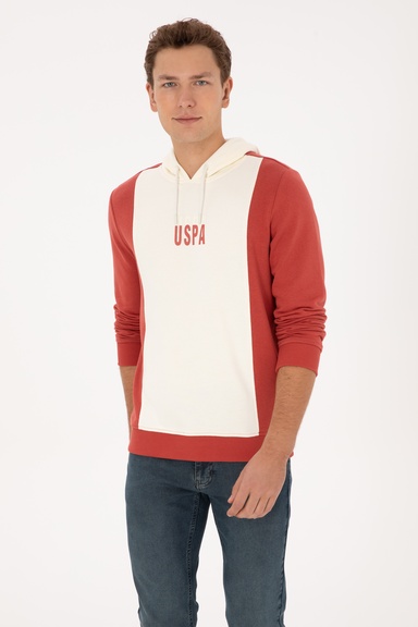 Erkek Regular Fit Kapüşonlu Gül Kurusu Sweatshirt