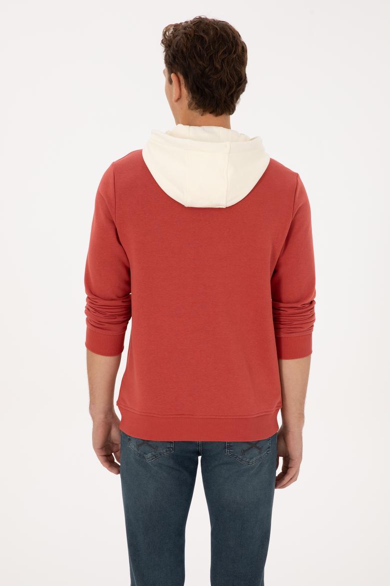 Erkek Regular Fit Kapüşonlu Gül Kurusu Sweatshirt - 50316365036