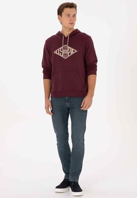 Erkek Regular Fit Kapüşonlu Bordo Sweatshirt - 50308129018