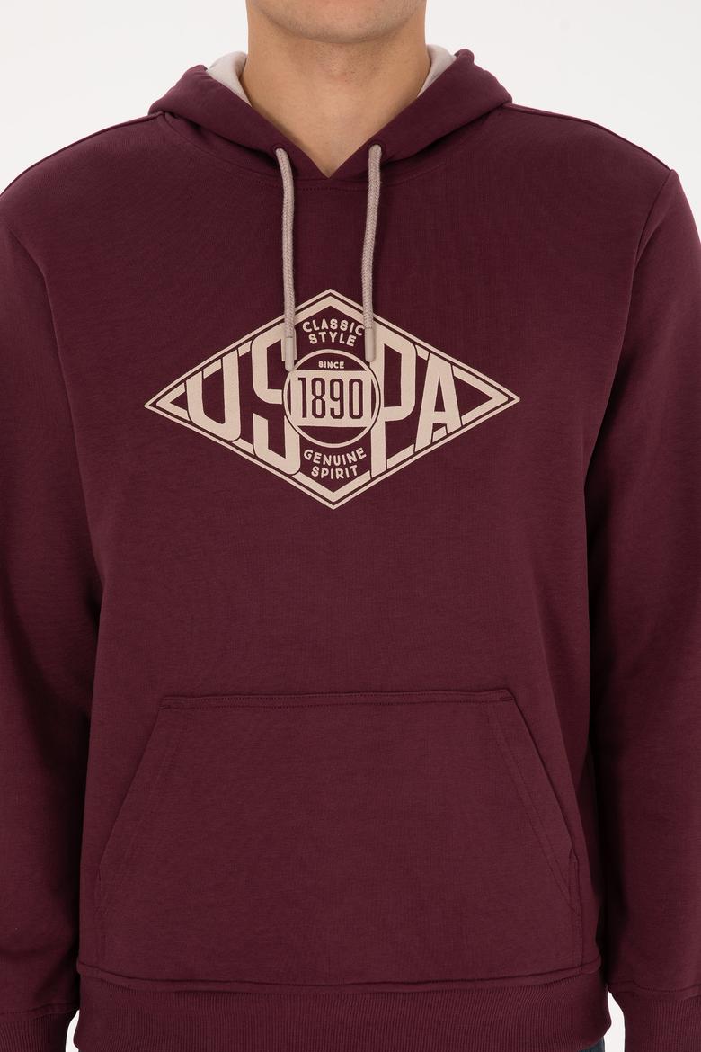 Erkek Regular Fit Kapüşonlu Bordo Sweatshirt - 50308129018