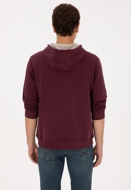Erkek Regular Fit Kapüşonlu Bordo Sweatshirt - 50308129018