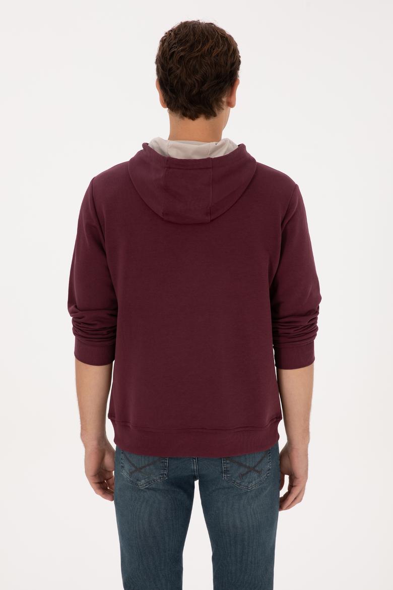 Erkek Regular Fit Kapüşonlu Bordo Sweatshirt - 50308129018
