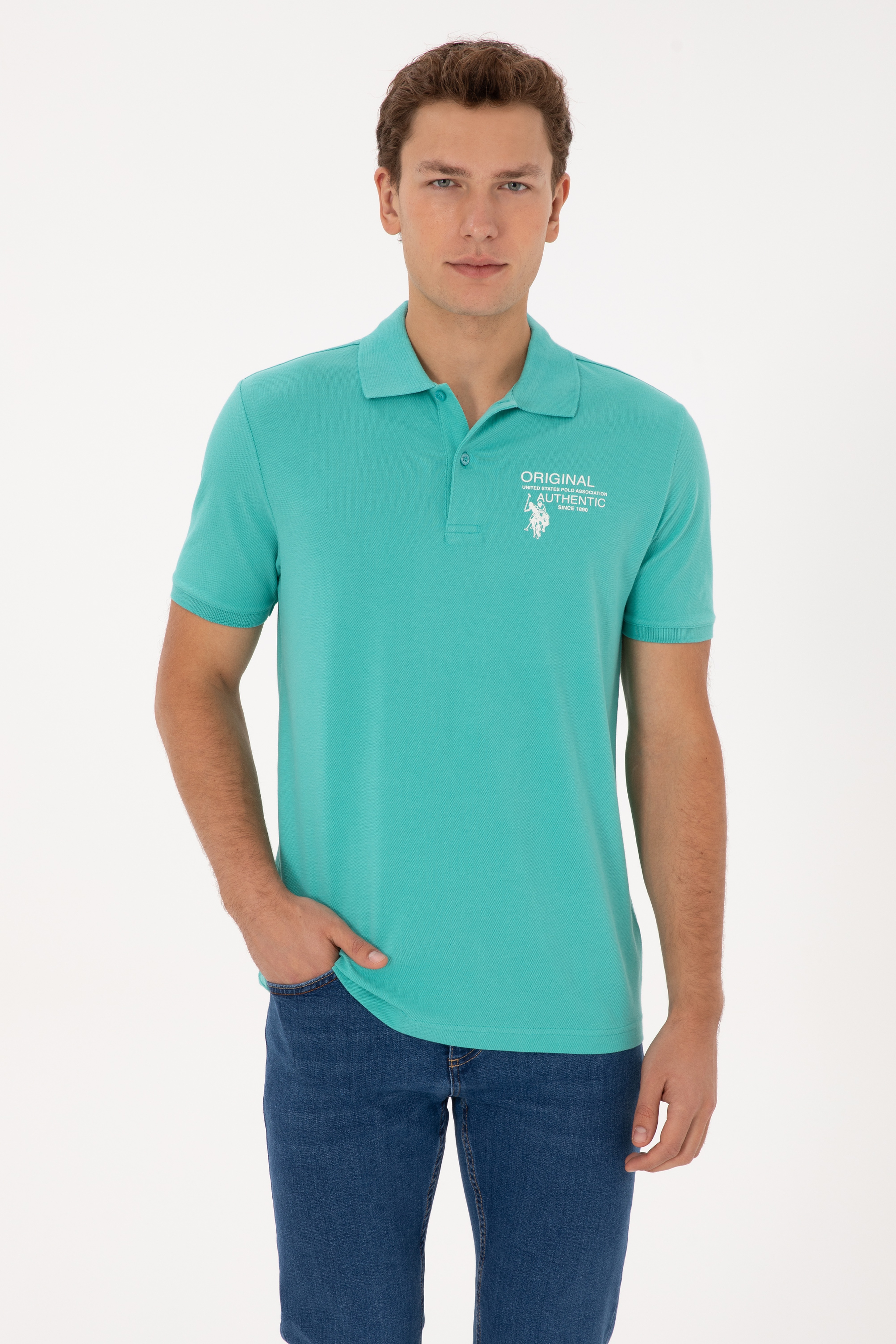Erkek Mint Regular Fit Polo Yaka Tişört