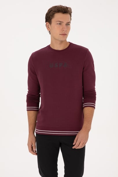 Erkek Regular Fit Bisiklet Yaka Bordo Sweatshirt