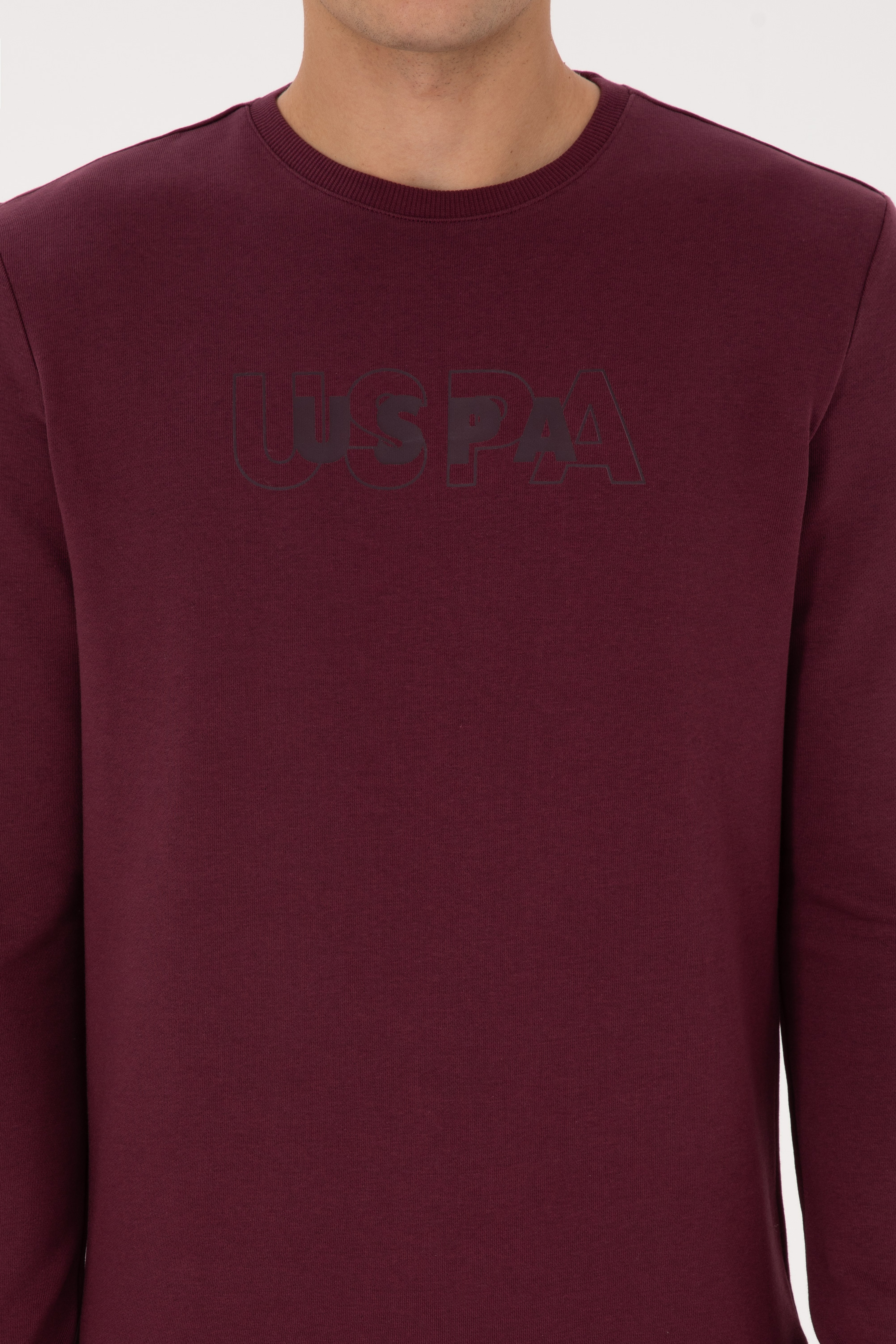 Erkek Regular Fit Bisiklet Yaka Bordo Sweatshirt