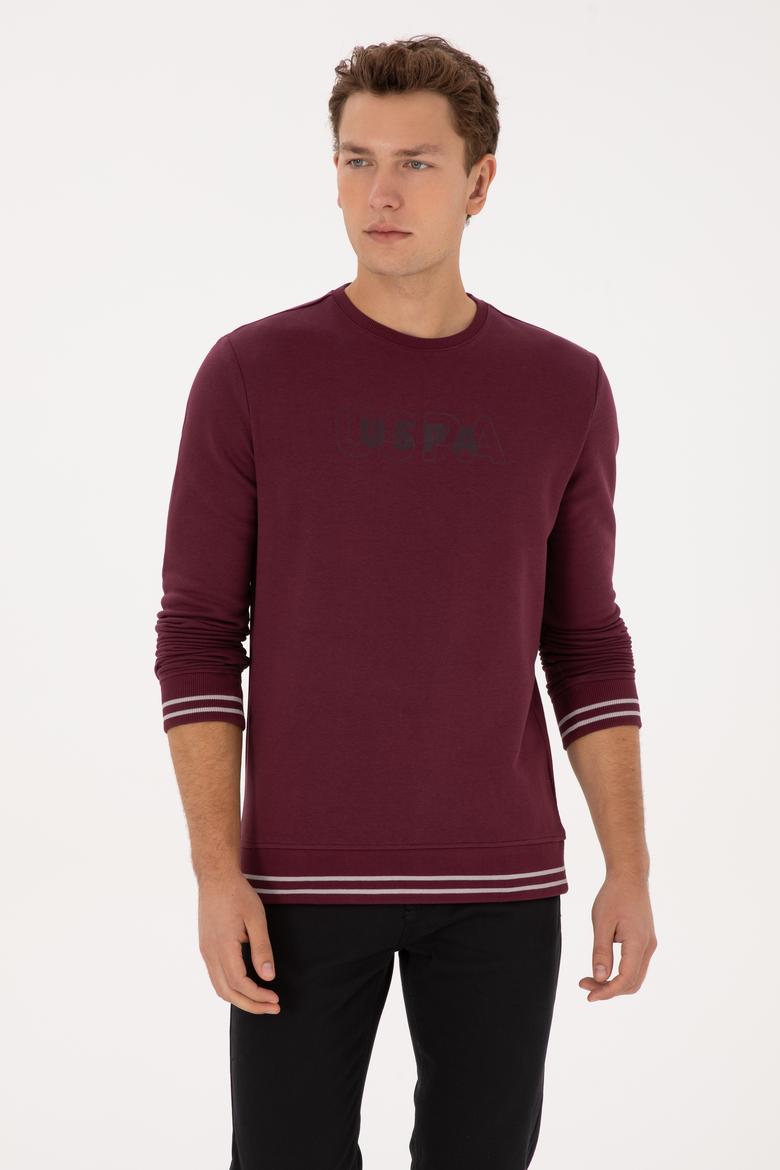 Erkek Regular Fit Bisiklet Yaka Bordo Sweatshirt