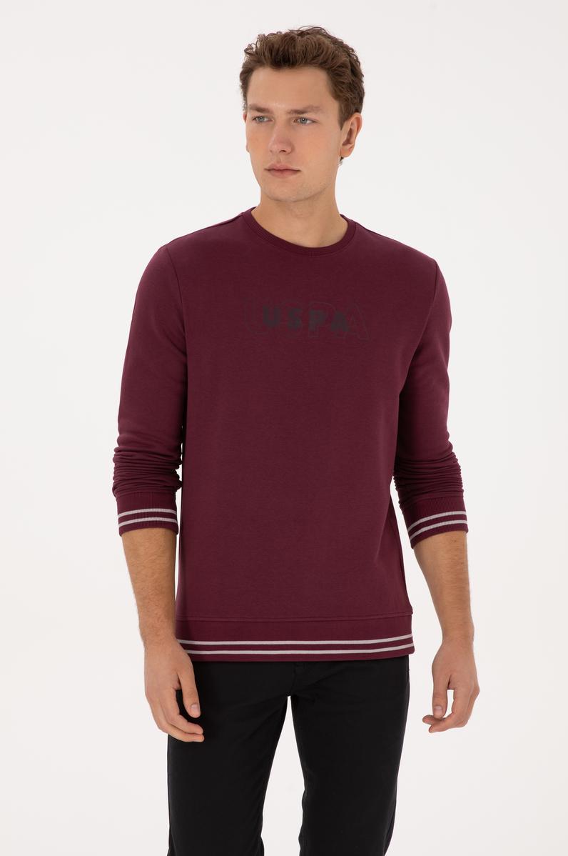 Erkek Regular Fit Bisiklet Yaka Bordo Sweatshirt