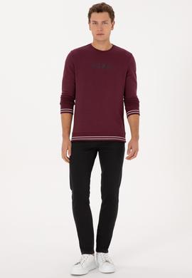 Erkek Regular Fit Bisiklet Yaka Bordo Sweatshirt - 50316372003