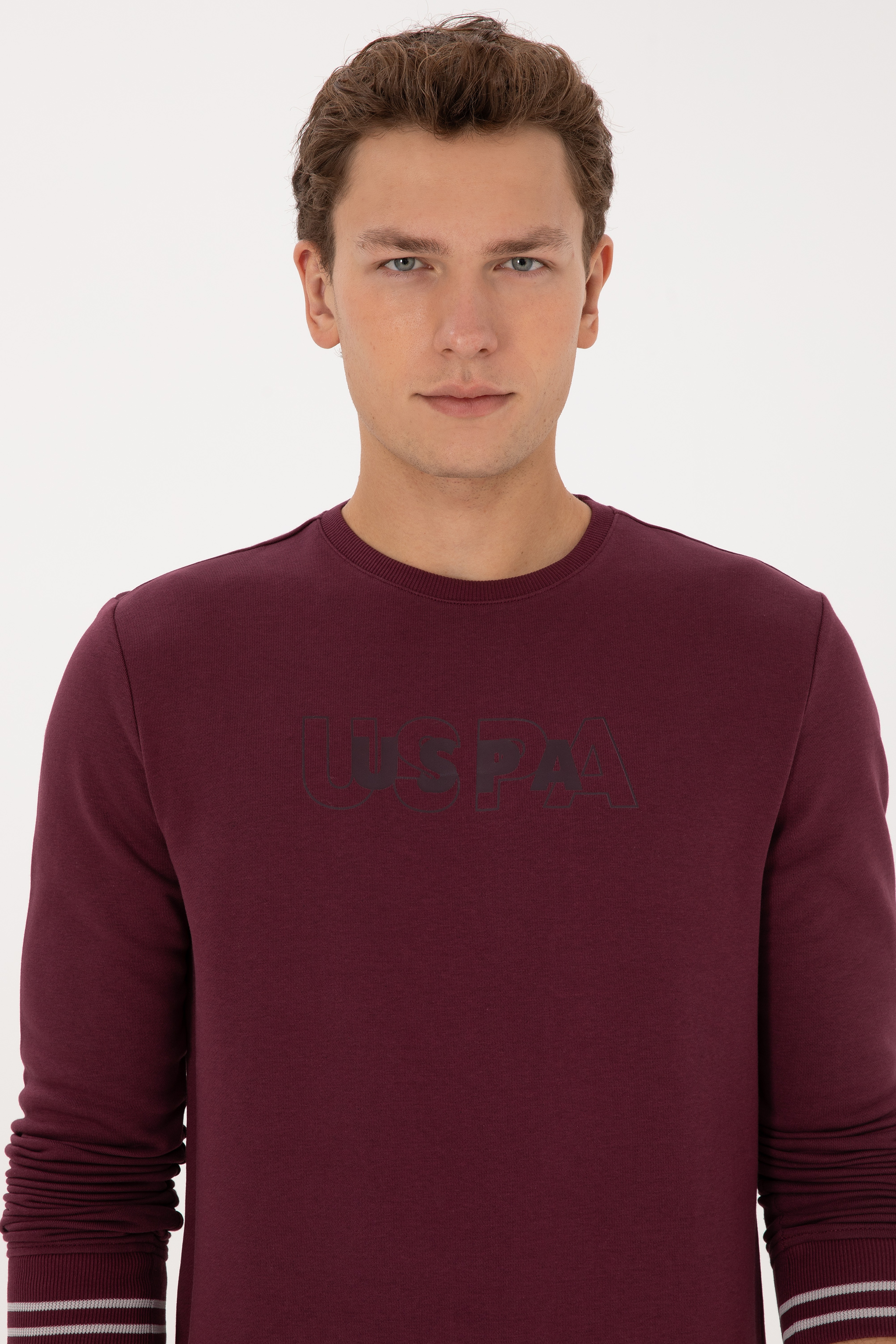 Erkek Regular Fit Bisiklet Yaka Bordo Sweatshirt - Image 2