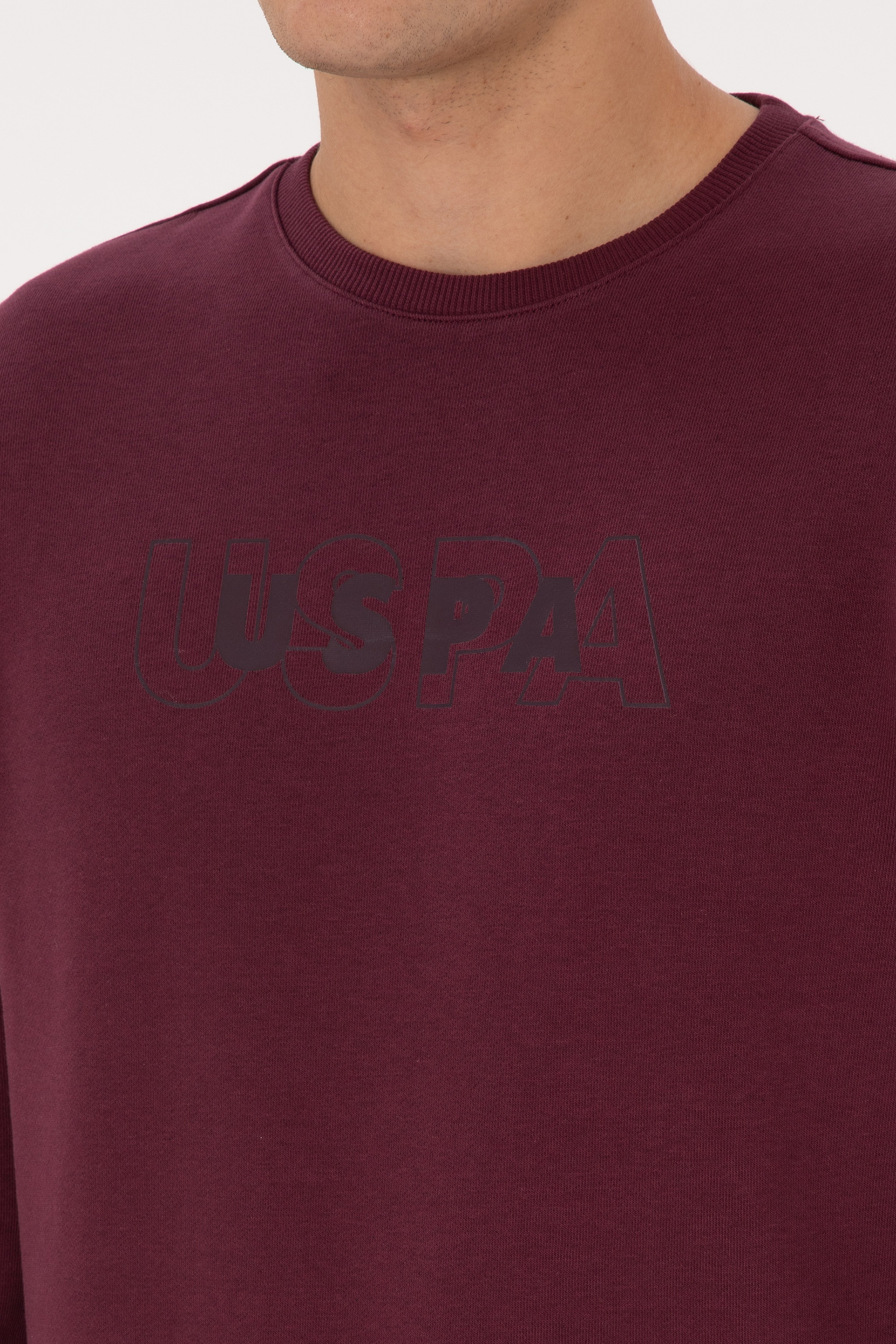 Erkek Regular Fit Bisiklet Yaka Bordo Sweatshirt