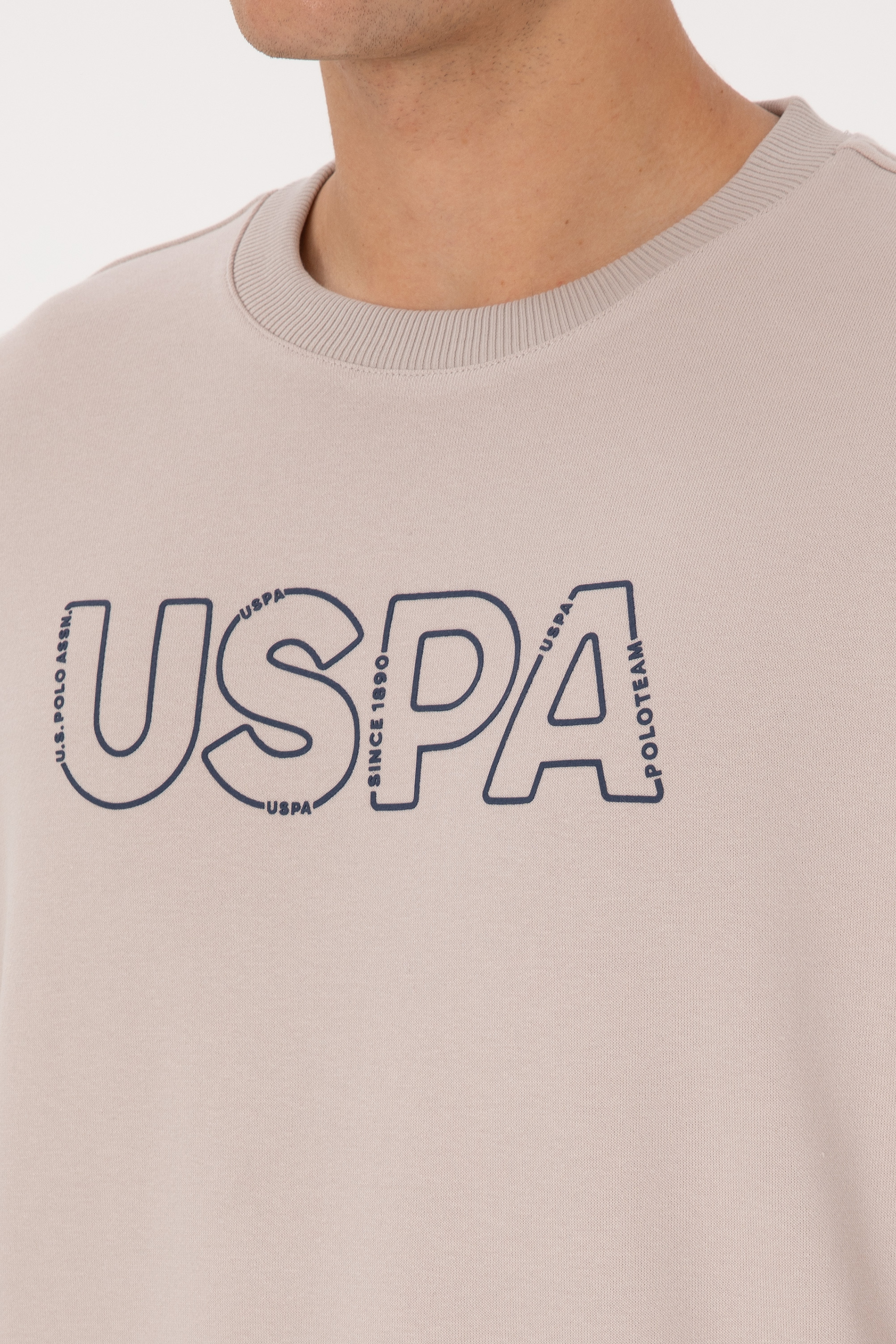 Erkek Comfort Fit Bisiklet Yaka Taş Sweatshirt