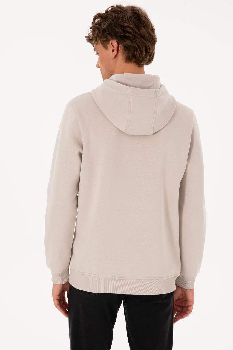 Erkek Regular Fit Kapüşonlu Şardonlu Taş Basic Sweatshirt - 50315582137