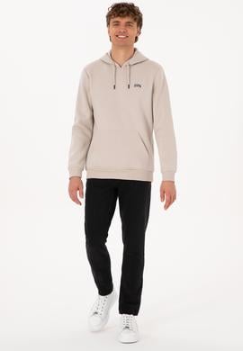 Erkek Regular Fit Kapüşonlu Şardonlu Taş Basic Sweatshirt - 50315582137