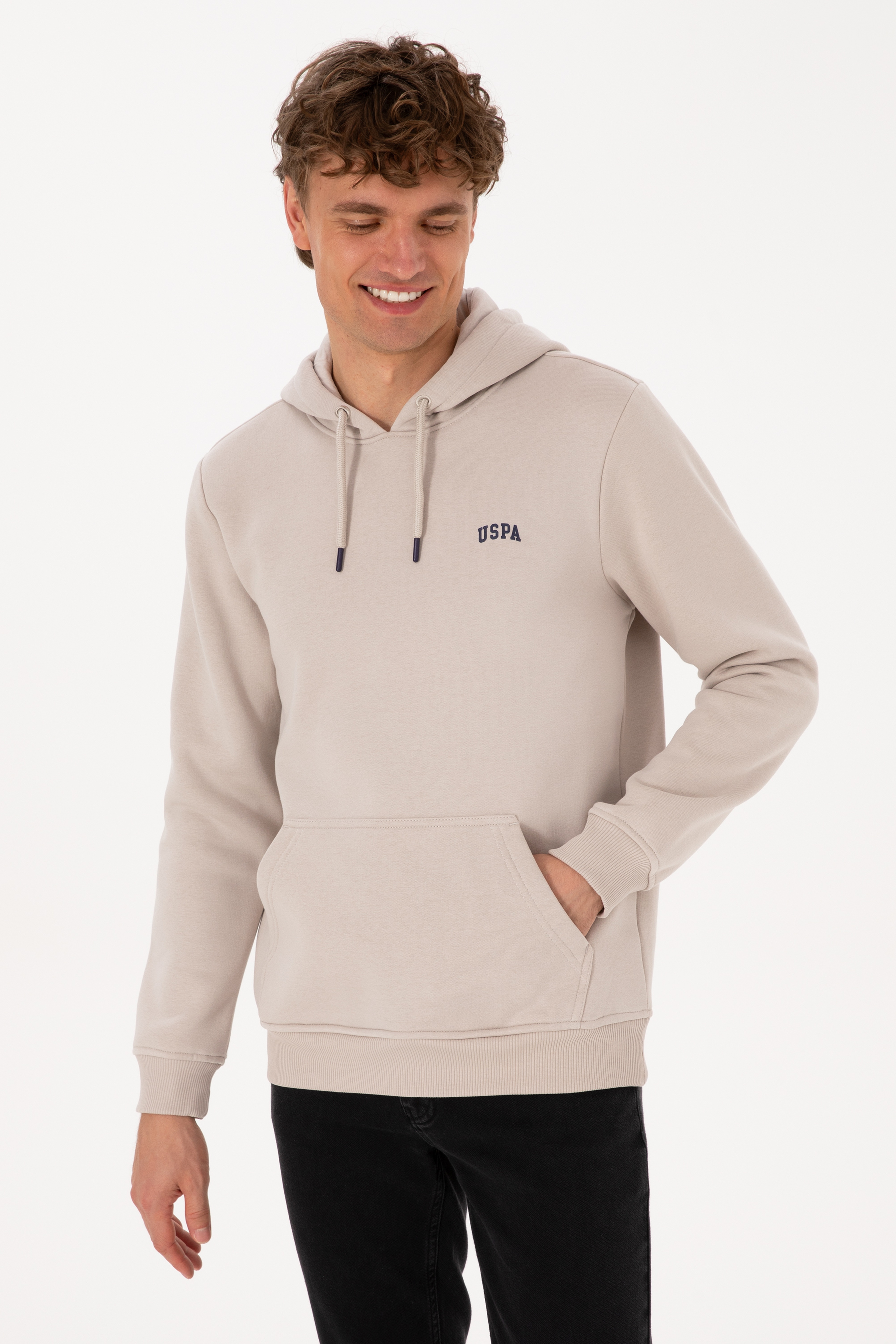 Erkek Regular Fit Kapüşonlu Şardonlu Taş Basic Sweatshirt