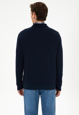 Erkek Comfort Fit Yarım Fermuarlı Lacivert Sweatshirt - 50316484036