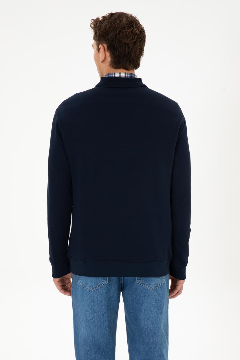 Erkek Comfort Fit Yarım Fermuarlı Lacivert Sweatshirt - 50316484036