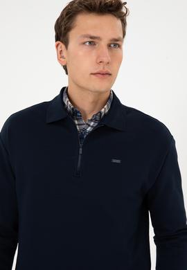 Erkek Comfort Fit Yarım Fermuarlı Lacivert Sweatshirt - 50316484036