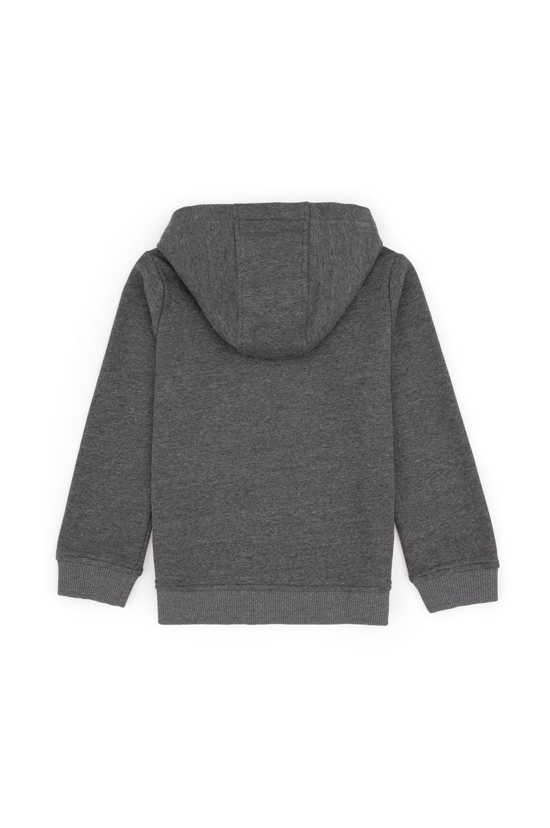 Erkek Çocuk Antrasit Melanj Fermuarlı Kapüşonlu Sweatshirt