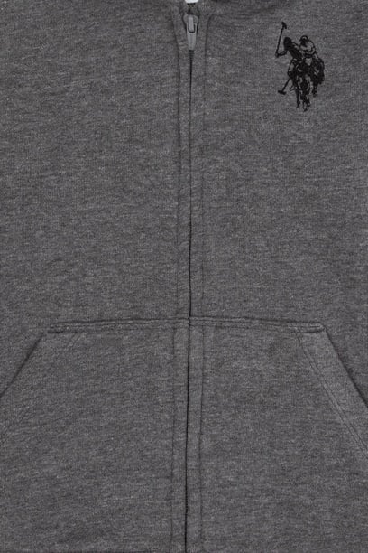 Erkek Çocuk Antrasit Melanj Fermuarlı Kapüşonlu Sweatshirt