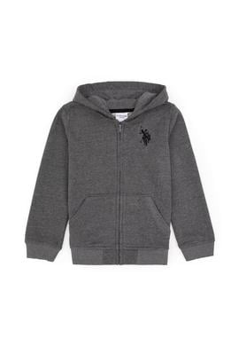 Erkek Çocuk Antrasit Melanj Fermuarlı Kapüşonlu Sweatshirt - 50316706112
