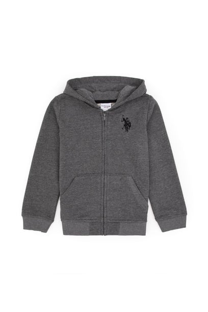 Erkek Çocuk Antrasit Melanj Fermuarlı Kapüşonlu Sweatshirt