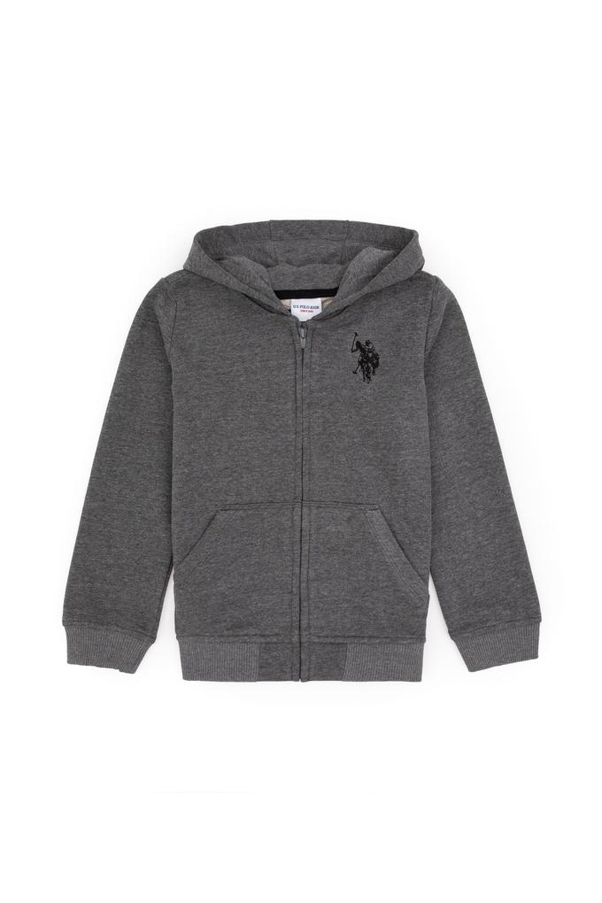 Erkek Çocuk Antrasit Melanj Fermuarlı Kapüşonlu Sweatshirt