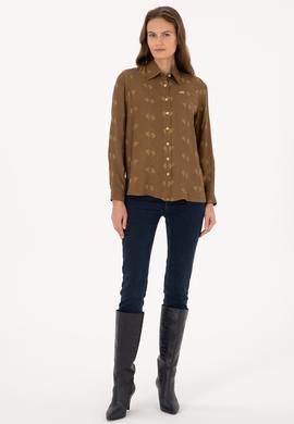 Kadın Haki Uzun Kollu Gömlek - 50308637020